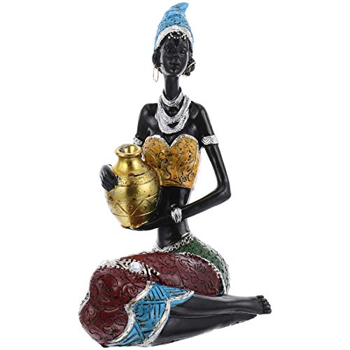 Escultura Africana Mujeres Niñas Tribal Lady Figurita 